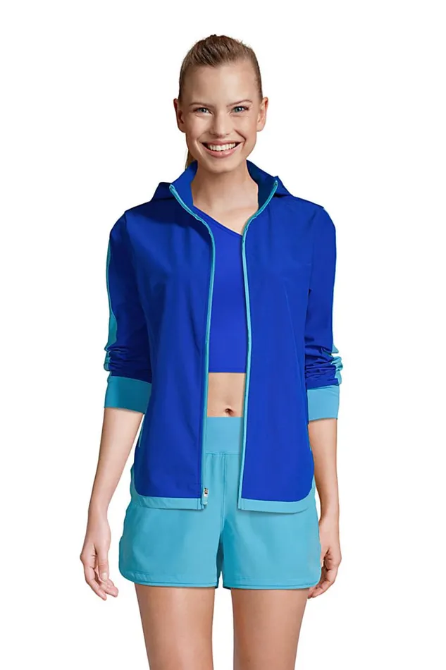 Lands039 End Swimsuits Women Hooded Full Zip Long Sleeve Upf 50 Sun Protection Coverup Jacket With Pockets Electric Blue Lands039 End Swimsuits Women Hooded Full Zip Long Sleeve Upf 50 Sun Protection Coverup Jacket With Pockets Electric Blue