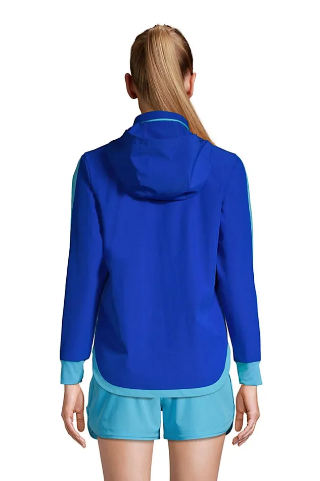 Lands039 End Swimsuits Women Hooded Full Zip Long Sleeve Upf 50 Sun Protection Coverup Jacket With Pockets Electric Blue Lands039 End Swimsuits Women Hooded Full Zip Long Sleeve Upf 50 Sun Protection Coverup Jacket With Pockets Electric Blue