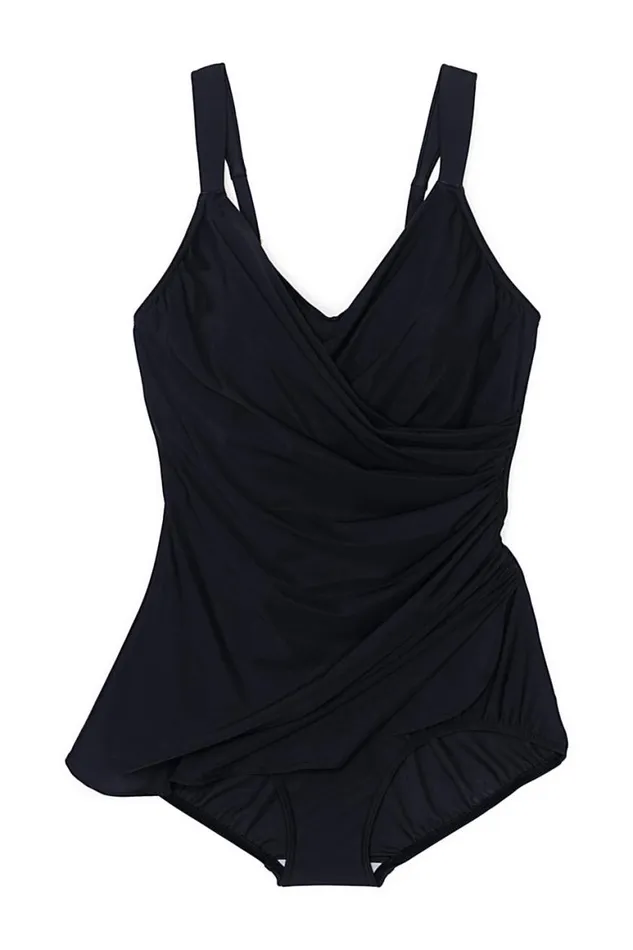 Lands039 End Swimsuits Women Mastectomy Slender Vneck Tummy Control Chlorine Resistant Skirted One Piece Swimsuit Black Lands039 End Swimsuits Women Mastectomy Slender Vneck Tummy Control Chlorine Resistant Skirted One Piece Swimsuit Black