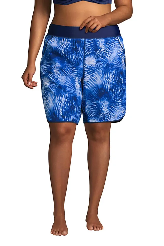 Lands039 End Swimsuits Women Plus Size 9034 Quick Dry Elastic Waist Modest Board Swim Coverup Shorts With Panty Print Deep Sea Navy Tie Dye Palm Lands039 End Swimsuits Women Plus Size 9034 Quick Dry Elastic Waist Modest Board Swim Coverup Shorts With Panty Print Deep Sea Navy Tie Dye Palm