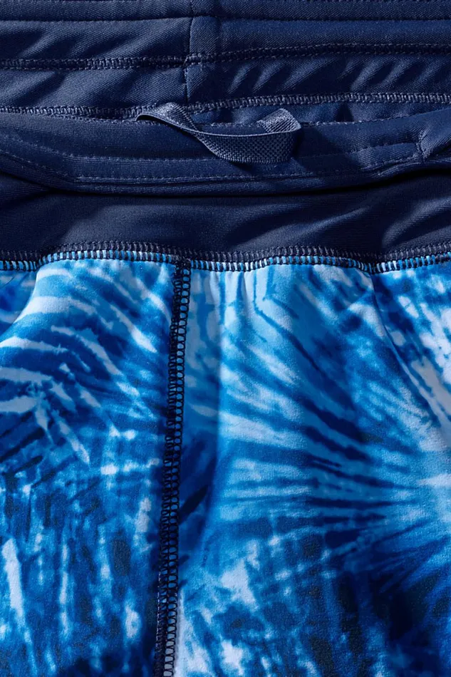 Lands039 End Swimsuits Women Plus Size 9034 Quick Dry Elastic Waist Modest Board Swim Coverup Shorts With Panty Print Deep Sea Navy Tie Dye Palm