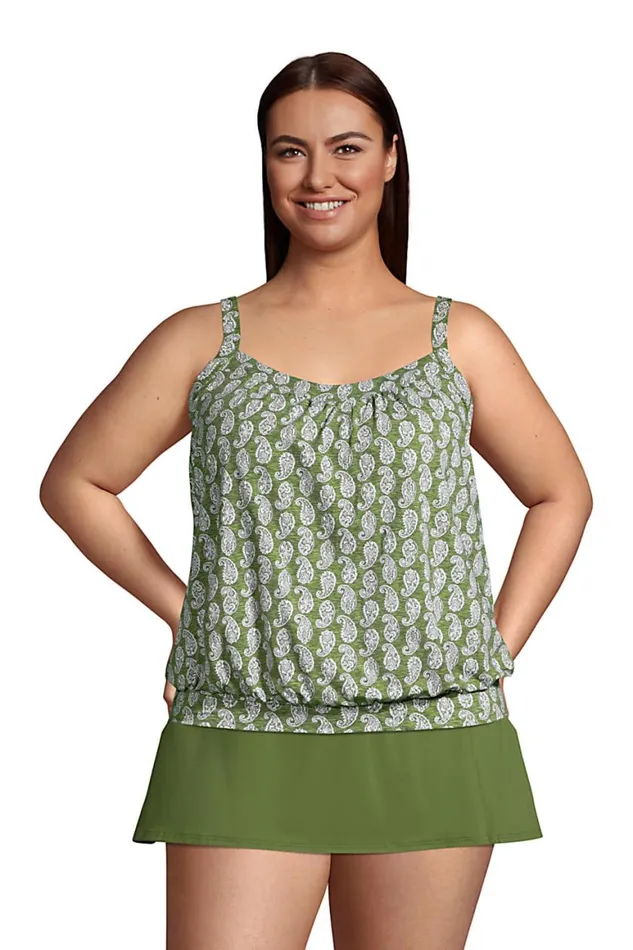 Lands039 End Swimsuits Women Plus Size Chlorine Resistant Blouson Tummy Hiding Tankini Top Swimsuit Adjustable Straps Chive Paisley Lands039 End Swimsuits Women Plus Size Chlorine Resistant Blouson Tummy Hiding Tankini Top Swimsuit Adjustable Straps Chive Paisley