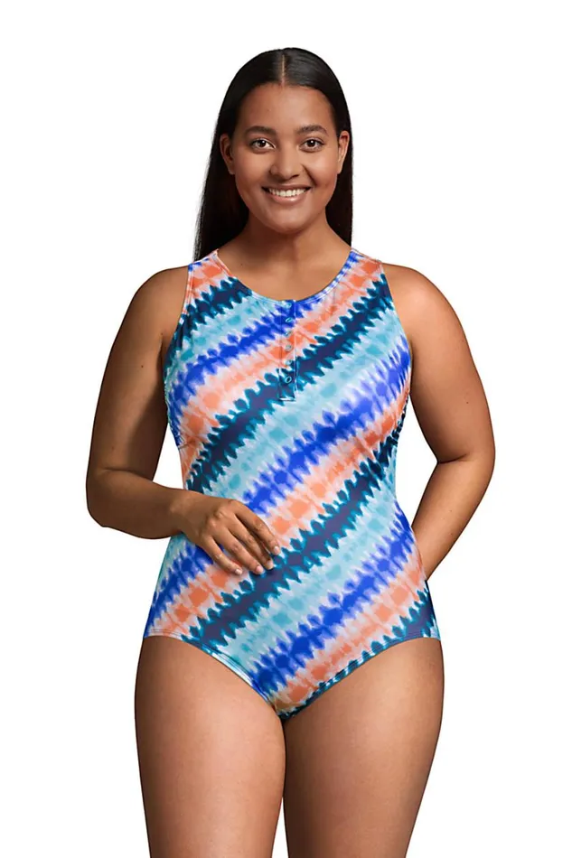 Lands039 End Swimsuits Women Plus Size Chlorine Resistant No Wire High Neck Snap Front One Piece Swimsuit Deep Sea Navy Bias Tie Dye Lands039 End Swimsuits Women Plus Size Chlorine Resistant No Wire High Neck Snap Front One Piece Swimsuit Deep Sea Navy Bias Tie Dye