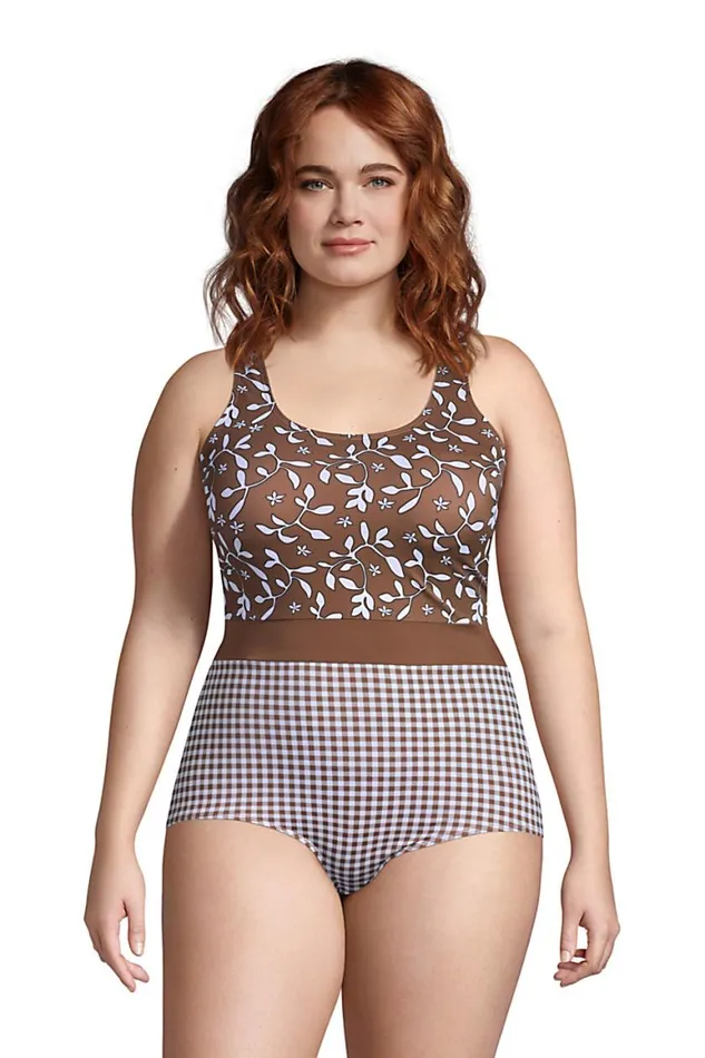 Lands039 End Swimsuits Women Plus Size Chlorine Resistant Scoop Neck Soft Cup Tugless Sporty One Piece Swimsuit Print Allspice Floral Lands039 End Swimsuits Women Plus Size Chlorine Resistant Scoop Neck Soft Cup Tugless Sporty One Piece Swimsuit Print Allspice Floral
