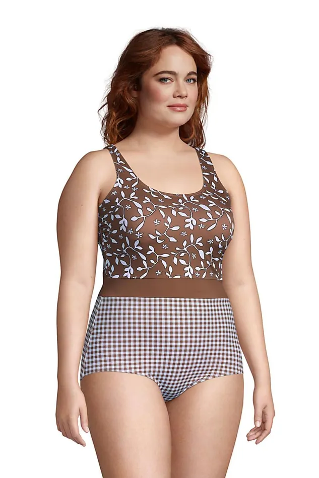 Lands039 End Swimsuits Women Plus Size Chlorine Resistant Scoop Neck Soft Cup Tugless Sporty One Piece Swimsuit Print Allspice Floral Lands039 End Swimsuits Women Plus Size Chlorine Resistant Scoop Neck Soft Cup Tugless Sporty One Piece Swimsuit Print Allspice Floral