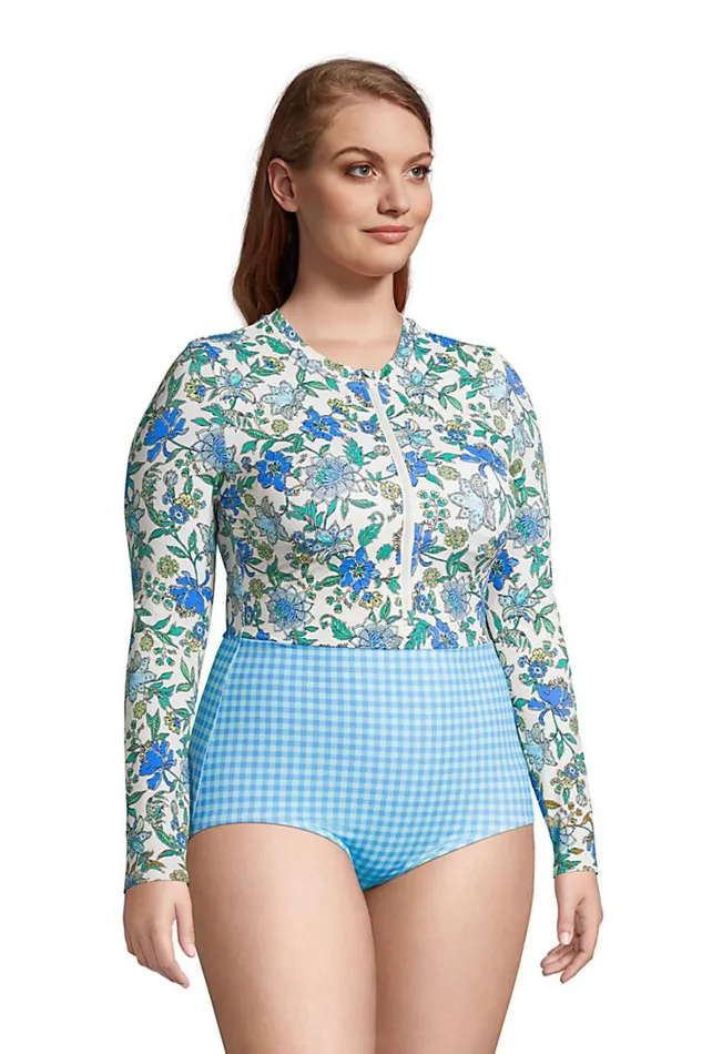 Lands039 End Swimsuits Women Plus Size Chlorine Resistant Zip Front Long Sleeve Tugless Sporty One Piece Swimsuit Lotus Floral Lands039 End Swimsuits Women Plus Size Chlorine Resistant Zip Front Long Sleeve Tugless Sporty One Piece Swimsuit Lotus Floral