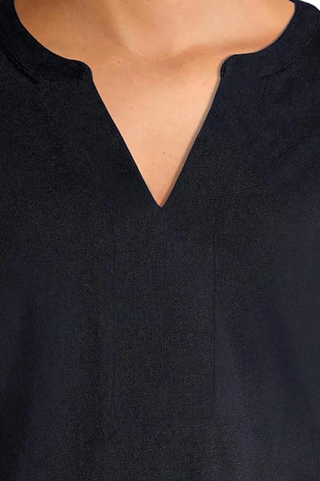 Lands039 End Swimsuits Women Plus Size Cotton Jersey Vneck 34 Sleeve Swim Coverup Dress Black