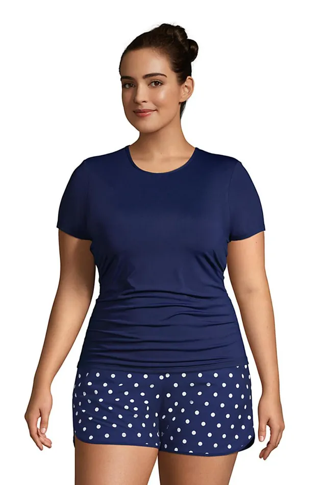 Lands039 End Swimsuits Women Plus Size Crewneck Short Sleeve Modest Soft Cup Tankini Swimsuit Top With Built In Bra Deep Sea Navy Lands039 End Swimsuits Women Plus Size Crewneck Short Sleeve Modest Soft Cup Tankini Swimsuit Top With Built In Bra Deep Sea Navy
