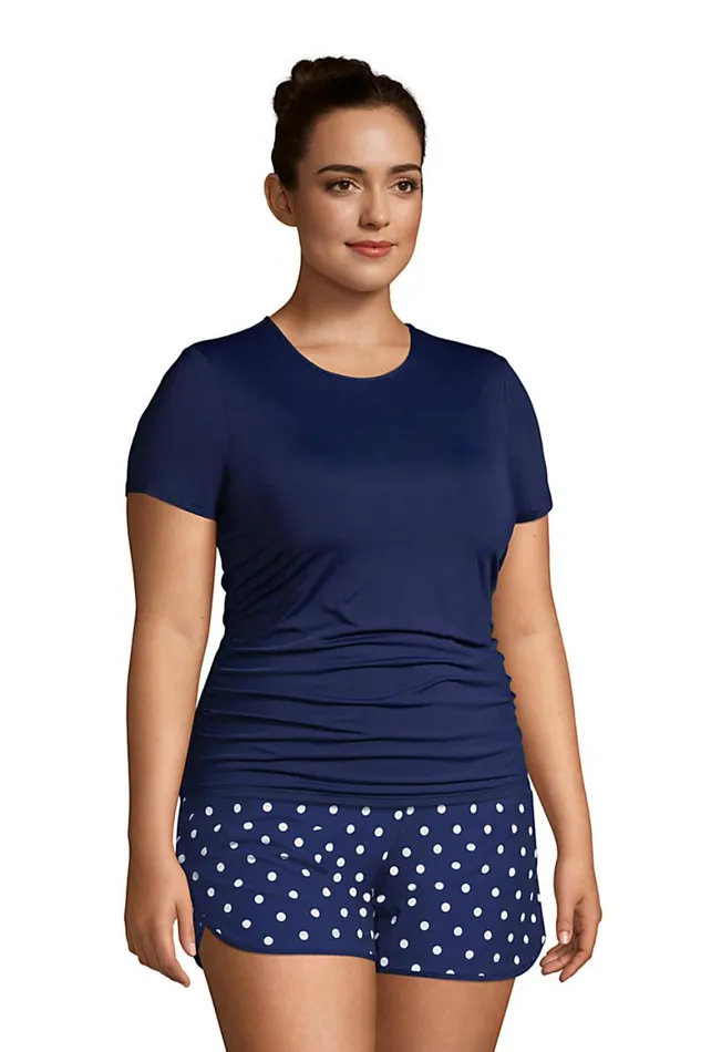 Lands039 End Swimsuits Women Plus Size Crewneck Short Sleeve Modest Soft Cup Tankini Swimsuit Top With Built In Bra Deep Sea Navy Lands039 End Swimsuits Women Plus Size Crewneck Short Sleeve Modest Soft Cup Tankini Swimsuit Top With Built In Bra Deep Sea Navy