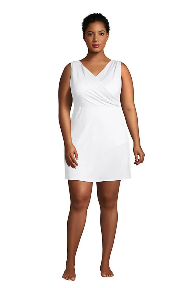 Lands039 End Swimsuits Women Plus Size Paisley Chlorine Resistant Tummy Control Wrap Swim Dress One Piece Swimsuit White Lands039 End Swimsuits Women Plus Size Paisley Chlorine Resistant Tummy Control Wrap Swim Dress One Piece Swimsuit White