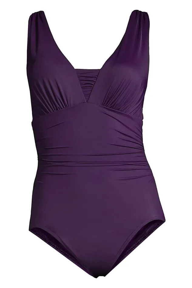 Lands039 End Swimsuits Women Slender Grecian Tummy Control Chlorine Resistant One Piece Swimsuit Blackberry Lands039 End Swimsuits Women Slender Grecian Tummy Control Chlorine Resistant One Piece Swimsuit Blackberry