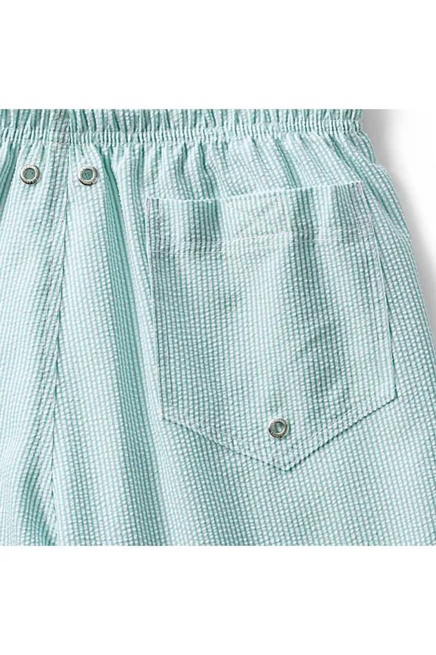 Lands039 End Swimwear Men 8034 Seersucker Volley Swim Trunks Teal Shadow Stripe Lands039 End Swimwear Men 8034 Seersucker Volley Swim Trunks Teal Shadow Stripe