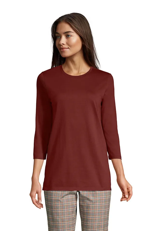 Lands039 End Tops and Tees Women 34 Sleeve Supima Cotton Crewneck Tunic Navy Prosperity Quilt Lands039 End Tops and Tees Women 34 Sleeve Supima Cotton Crewneck Tunic Navy Prosperity Quilt