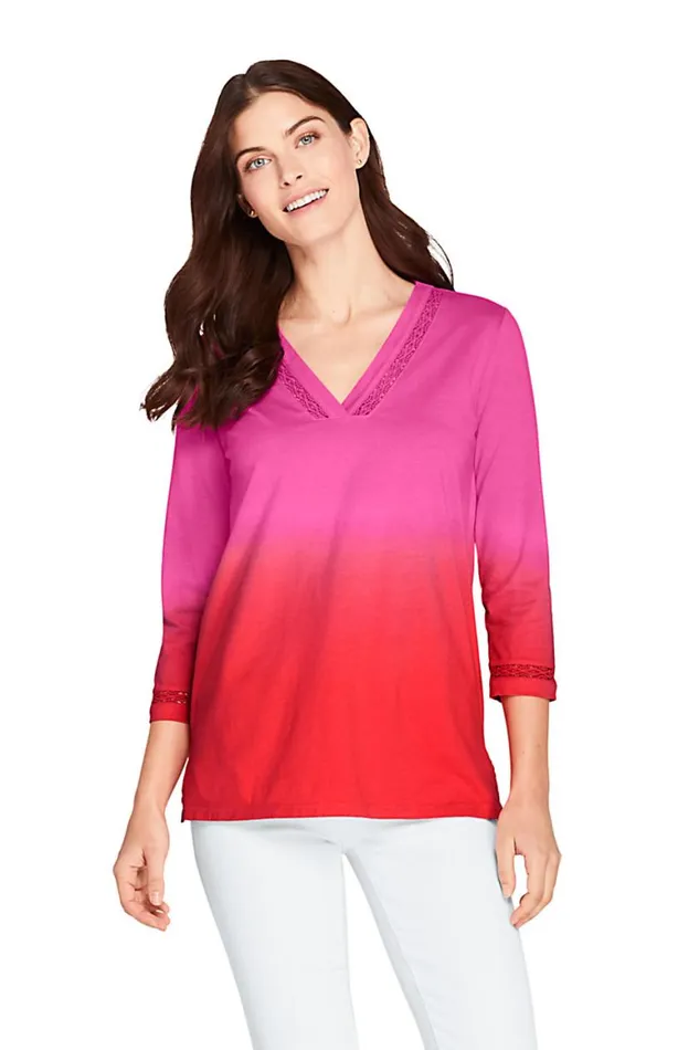Lands039 End Tops and Tees Women 34 Sleeve Vneck Tunic Lavender Cloud