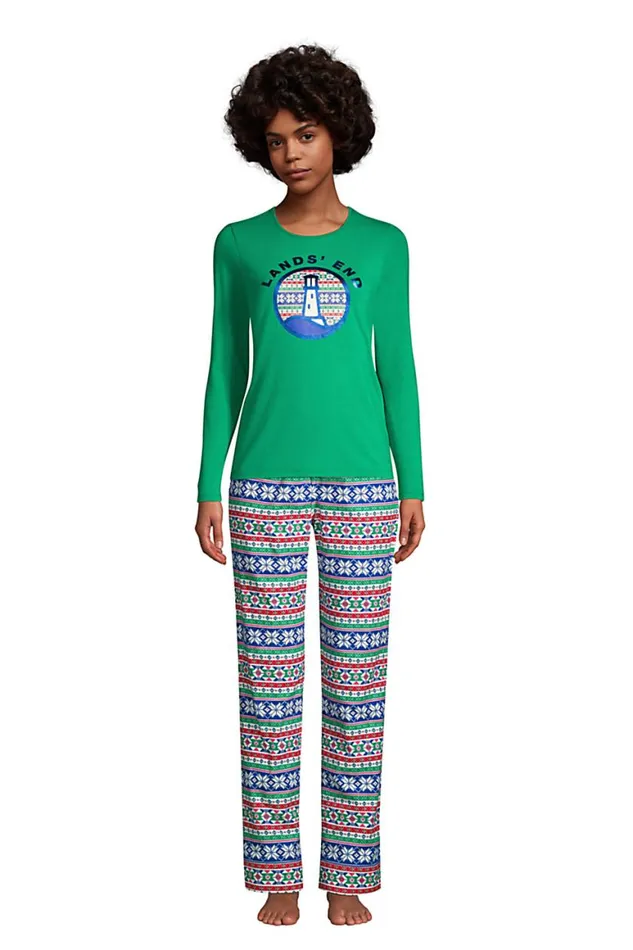 Lands039 End Tops and Tees Women Christmas Crewneck Long Sleeve Tshirt Graphic Rich Red Foil Star Stripes Lands039 End Tops and Tees Women Christmas Crewneck Long Sleeve Tshirt Graphic Rich Red Foil Star Stripes