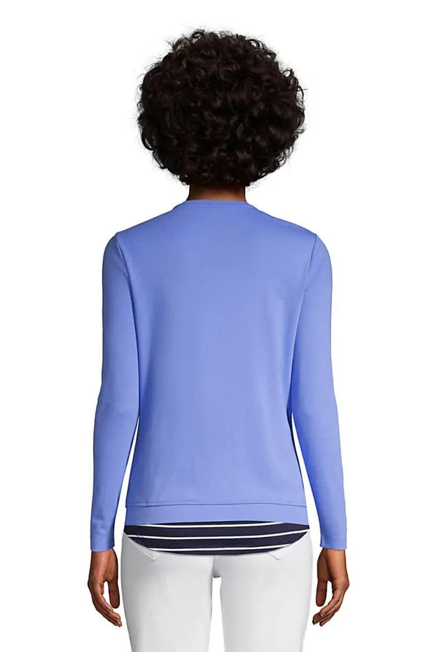 Lands039 End Tops and Tees Women Cotton Polyester Vneck Pocket Cardigan Black