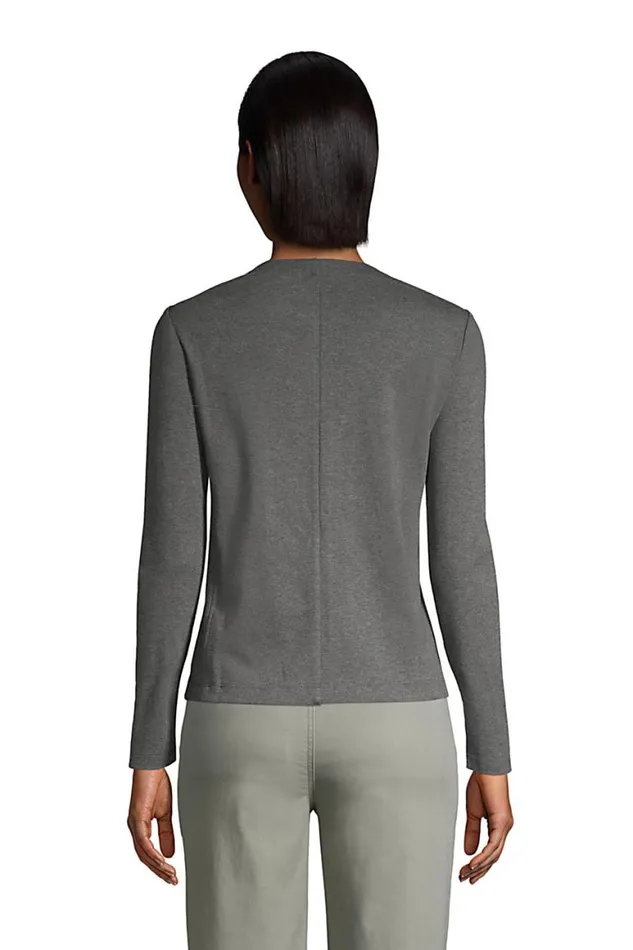 Lands039 End Tops and Tees Women Cotton Polyester Zip Crew Cardigan Black Lands039 End Tops and Tees Women Cotton Polyester Zip Crew Cardigan Black
