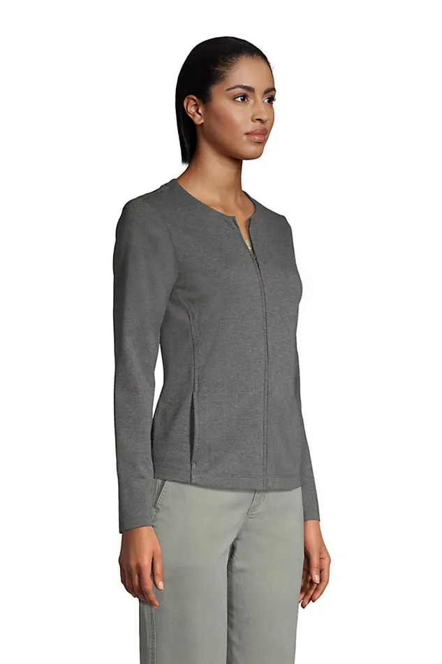 Lands039 End Tops and Tees Women Cotton Polyester Zip Crew Cardigan Black Lands039 End Tops and Tees Women Cotton Polyester Zip Crew Cardigan Black