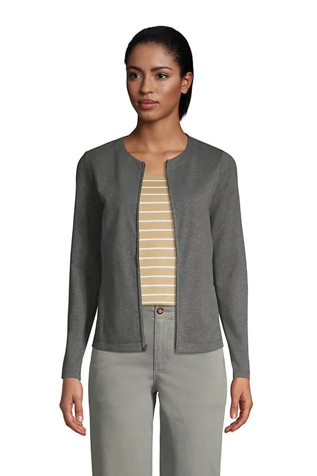 Lands039 End Tops and Tees Women Cotton Polyester Zip Crew Cardigan Black Lands039 End Tops and Tees Women Cotton Polyester Zip Crew Cardigan Black
