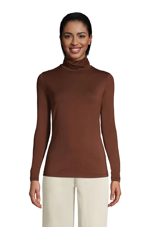 Lands039 End Tops and Tees Women Lightweight Fitted Long Sleeve Turtleneck Flamingo Orange Lands039 End Tops and Tees Women Lightweight Fitted Long Sleeve Turtleneck Flamingo Orange