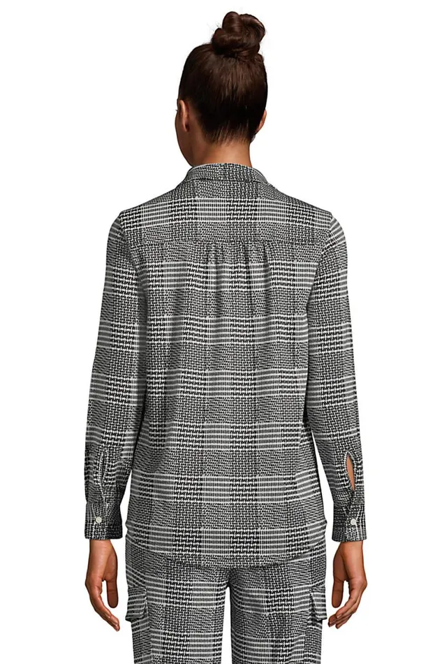Lands039 End Tops and Tees Women Long Sleeve Sport Knit Button Front Tunic Deep Sea Navy Chevron Floral Lands039 End Tops and Tees Women Long Sleeve Sport Knit Button Front Tunic Deep Sea Navy Chevron Floral