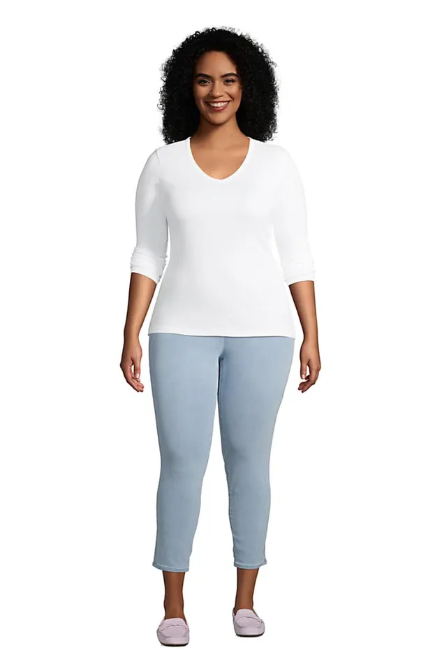 Lands039 End Tops and Tees Women Plus Size All Cotton Long Sleeve Vneck Tshirt White Lands039 End Tops and Tees Women Plus Size All Cotton Long Sleeve Vneck Tshirt White