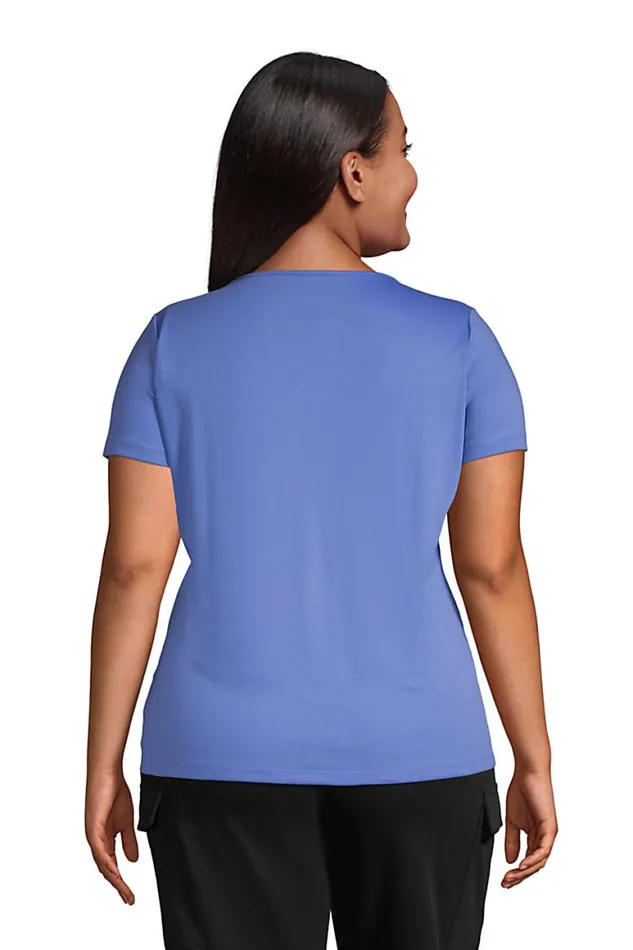 Lands039 End Tops and Tees Women Plus Size Cotton Polyester Short Sleeve Jewelneck Tshirt Black Lands039 End Tops and Tees Women Plus Size Cotton Polyester Short Sleeve Jewelneck Tshirt Black