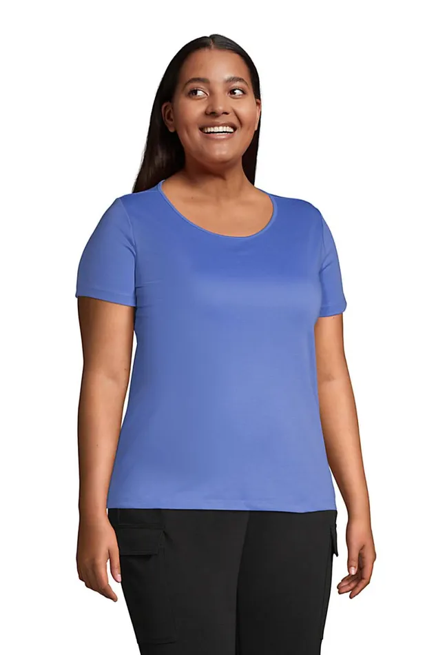 Lands039 End Tops and Tees Women Plus Size Cotton Polyester Short Sleeve Jewelneck Tshirt Black Lands039 End Tops and Tees Women Plus Size Cotton Polyester Short Sleeve Jewelneck Tshirt Black