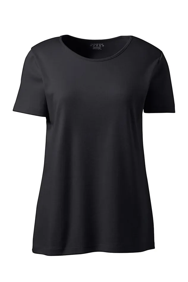 Lands039 End Tops and Tees Women Plus Size Cotton Polyester Short Sleeve Jewelneck Tshirt Black Lands039 End Tops and Tees Women Plus Size Cotton Polyester Short Sleeve Jewelneck Tshirt Black