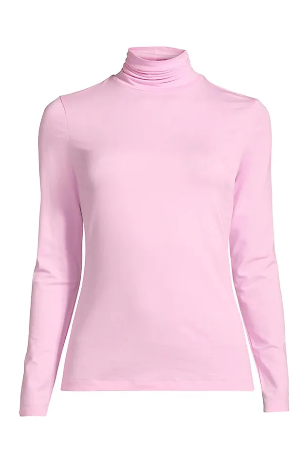 Lands039 End Tops and Tees Women Plus Size Lightweight Fitted Long Sleeve Turtleneck Wild Blossom