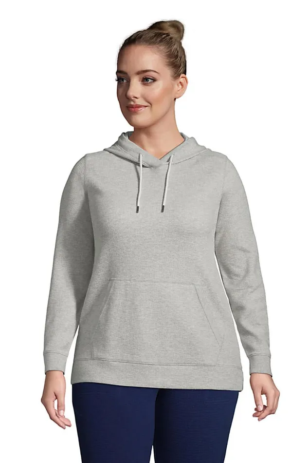 Lands039 End Tops and Tees Women Plus Size Long Sleeve Waffle Hoodie Gray Heather Lands039 End Tops and Tees Women Plus Size Long Sleeve Waffle Hoodie Gray Heather