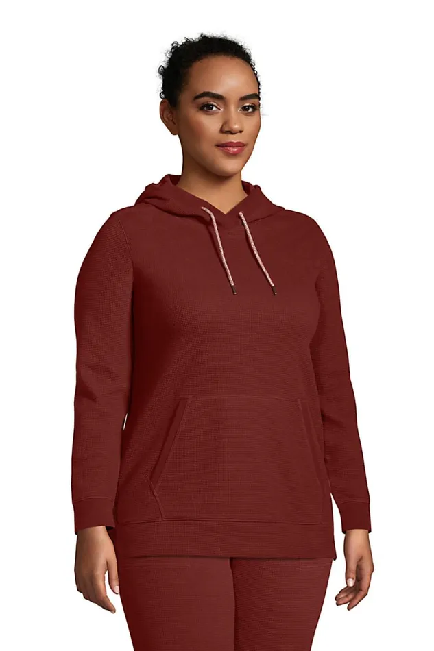 Lands039 End Tops and Tees Women Plus Size Long Sleeve Waffle Hoodie Gray Heather Lands039 End Tops and Tees Women Plus Size Long Sleeve Waffle Hoodie Gray Heather