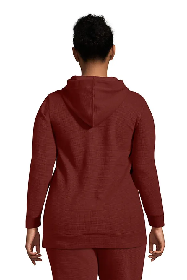 Lands039 End Tops and Tees Women Plus Size Long Sleeve Waffle Hoodie Gray Heather Lands039 End Tops and Tees Women Plus Size Long Sleeve Waffle Hoodie Gray Heather
