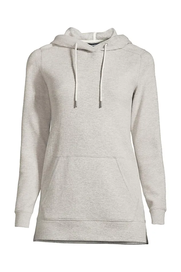 Lands039 End Tops and Tees Women Plus Size Long Sleeve Waffle Hoodie Gray Heather Lands039 End Tops and Tees Women Plus Size Long Sleeve Waffle Hoodie Gray Heather