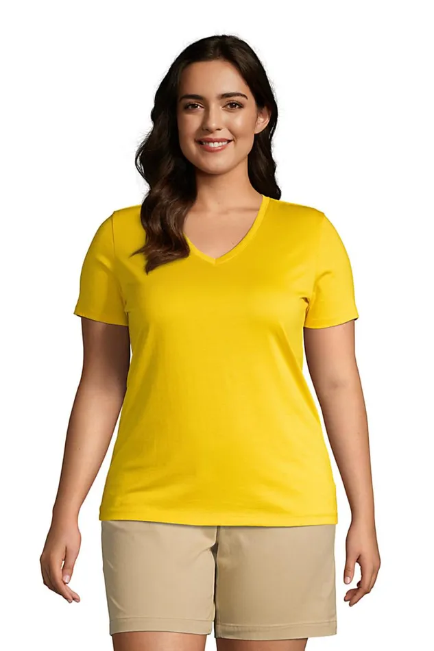 Lands039 End Tops and Tees Women Plus Size Relaxed Supima Cotton Short Sleeve Vneck Tshirt Sunset Yellow Lands039 End Tops and Tees Women Plus Size Relaxed Supima Cotton Short Sleeve Vneck Tshirt Sunset Yellow