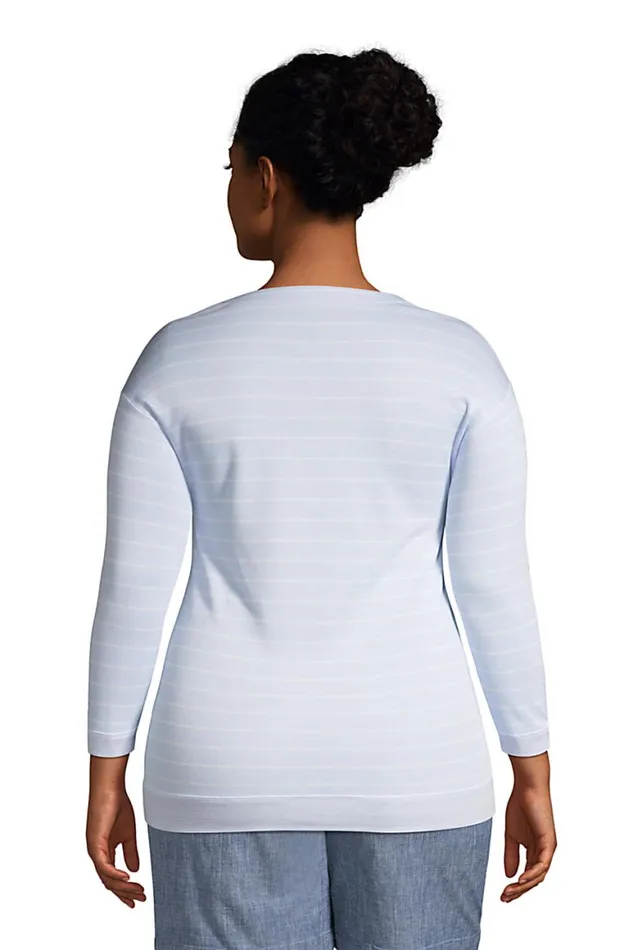 Lands039 End Tops and Tees Women Plus Size Reversible 34 Sleeve Top Fresh Lavender Stripe Lands039 End Tops and Tees Women Plus Size Reversible 34 Sleeve Top Fresh Lavender Stripe
