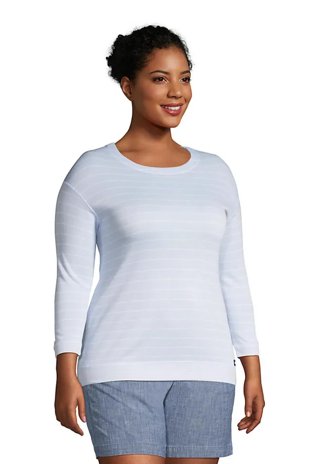 Lands039 End Tops and Tees Women Plus Size Reversible 34 Sleeve Top Fresh Lavender Stripe Lands039 End Tops and Tees Women Plus Size Reversible 34 Sleeve Top Fresh Lavender Stripe