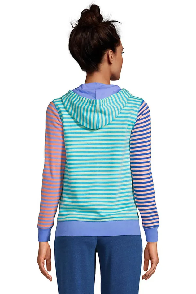 Lands039 End Tops and Tees Women Serious Sweats Full Zip Hoodie Island Turquoise Colorblock Lands039 End Tops and Tees Women Serious Sweats Full Zip Hoodie Island Turquoise Colorblock