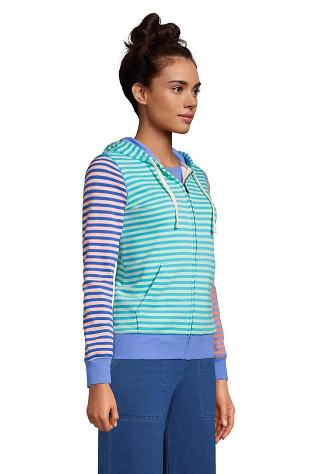 Lands039 End Tops and Tees Women Serious Sweats Full Zip Hoodie Island Turquoise Colorblock Lands039 End Tops and Tees Women Serious Sweats Full Zip Hoodie Island Turquoise Colorblock