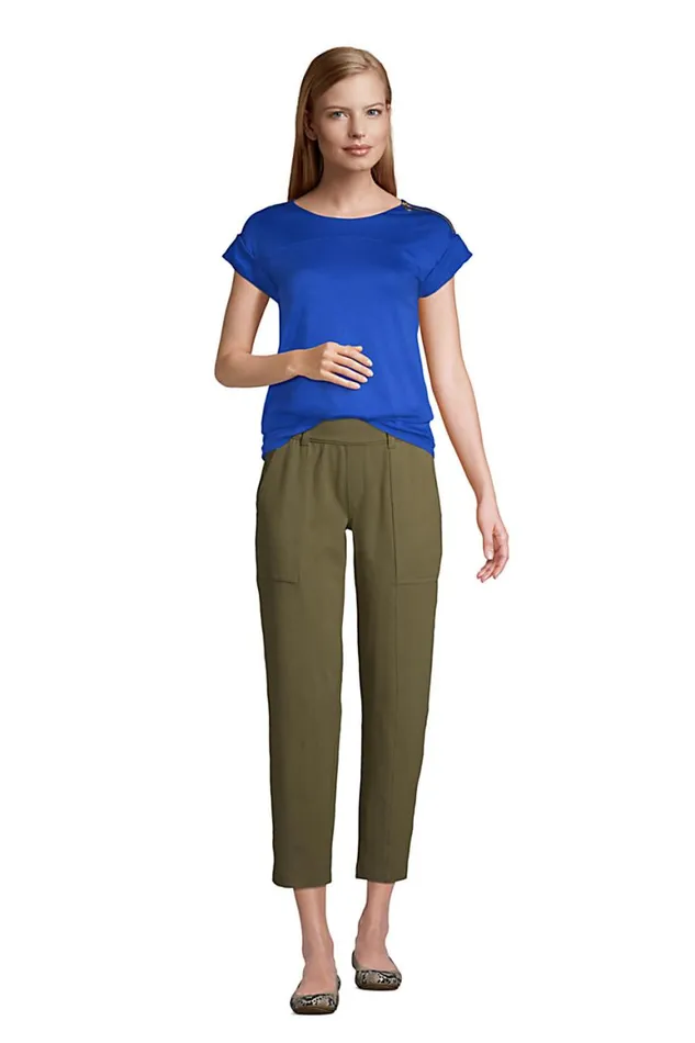 Lands039 End Tops and Tees Women Supima Micro Modal Roll Sleeve Zip Shoulder Top Siam Blue Lands039 End Tops and Tees Women Supima Micro Modal Roll Sleeve Zip Shoulder Top Siam Blue