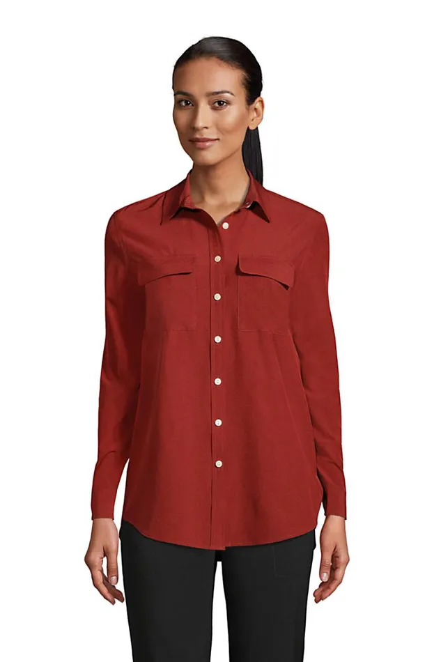 Lands039 End Tunic Tops Women 365 Long Sleeve Tunic Top Rust Red Melange