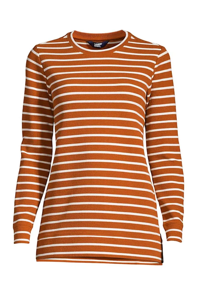 Lands039 End Tunic Tops Women Long Sleeve Waffle Sweatshirt Tunic Burnt Caramel Lands039 End Tunic Tops Women Long Sleeve Waffle Sweatshirt Tunic Burnt Caramel