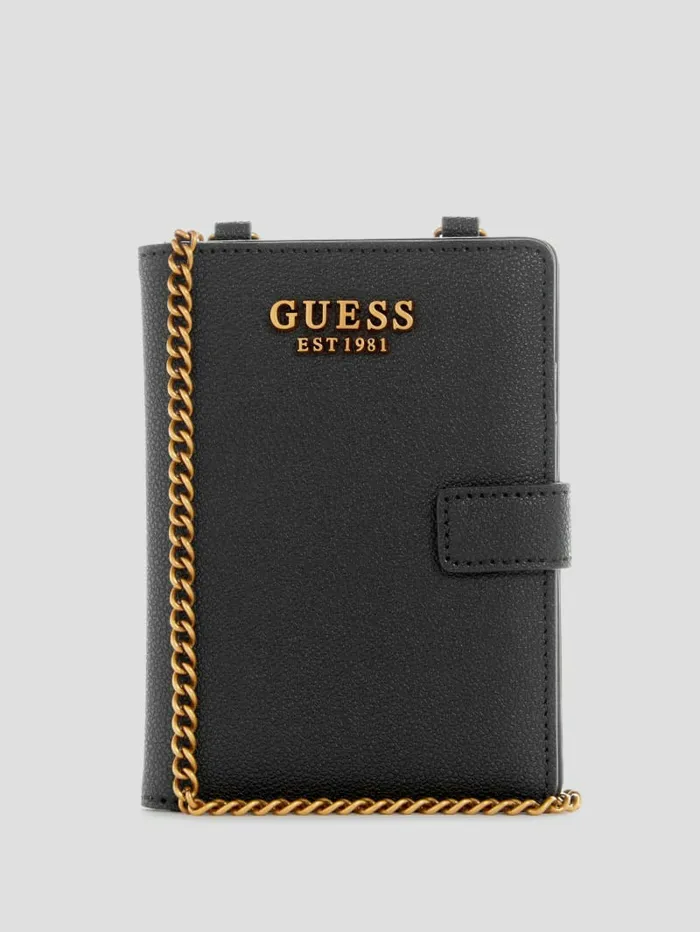 Laurel Chain Passport Case Black Floral Print WomenMen Luggage and Travel Bags GUESS Laurel Chain Passport Case Black Floral Print WomenMen Luggage and Travel Bags GUESS