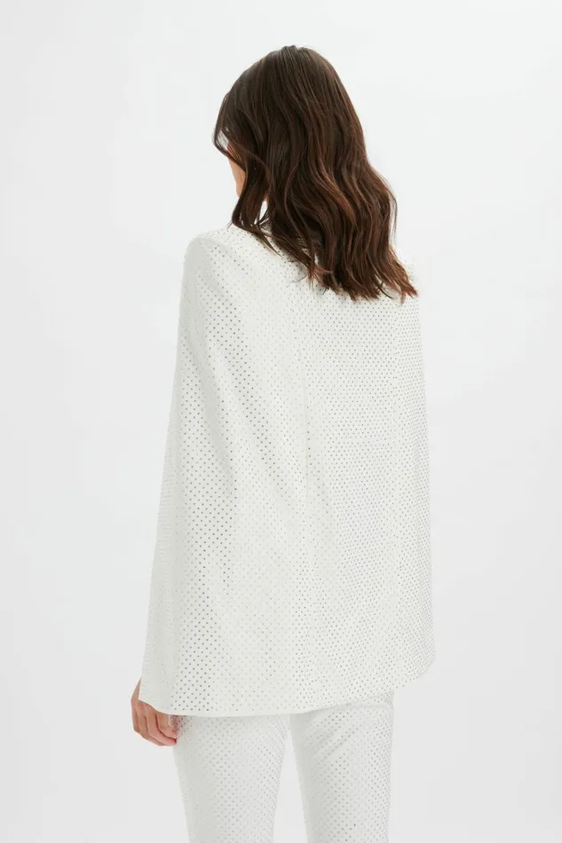 Lavish Alice Blazers TIA Crystal Embellished Classic Cape Blazer In White White 8211 Women
