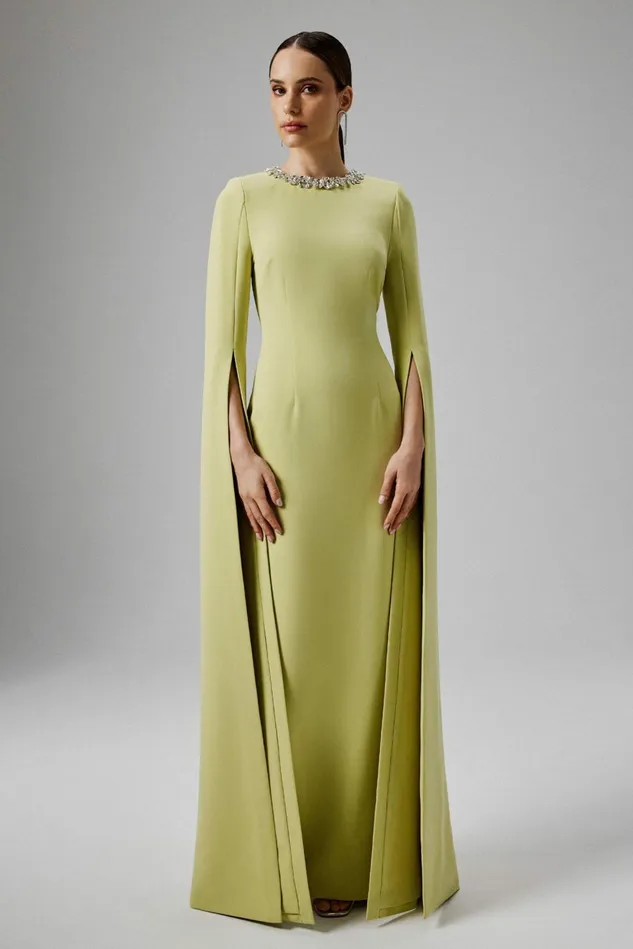 Lavish Alice Cape Dresses KELLY Cape Sleeve Maxi Dress In Lime Green Lime Green 8211 Women Lavish Alice Cape Dresses KELLY Cape Sleeve Maxi Dress In Lime Green Lime Green 8211 Women