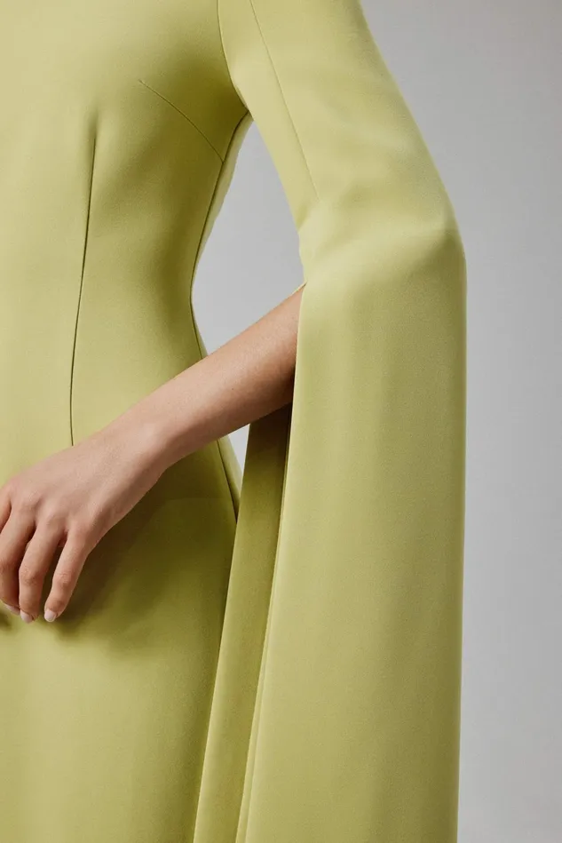 Lavish Alice Cape Dresses KELLY Cape Sleeve Maxi Dress In Lime Green Lime Green 8211 Women
