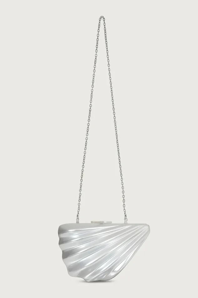Lavish Alice Clutch Bags LOTTIE Acrylic Shell Clutch Bag In Silver Silver 8211 Women