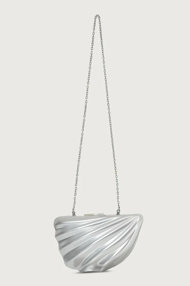 Lavish Alice Clutch Bags LOTTIE Acrylic Shell Clutch Bag In Silver Silver 8211 Women