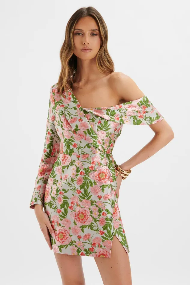 Lavish Alice Off The Shoulder and Bardot PRESLEY One Shoulder Blazer Mini Dress In Jacquard Jacquard 8211 Women Lavish Alice Off The Shoulder and Bardot PRESLEY One Shoulder Blazer Mini Dress In Jacquard Jacquard 8211 Women