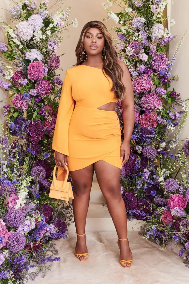 Lavish Alice Wedding Guest RILEY Curve One Shoulder Cape Mini Dress In Mango Orange Mango Orange 8211 Women